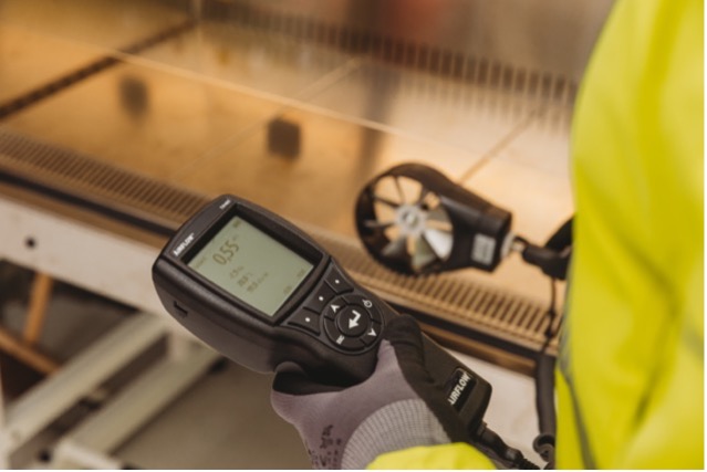 Airflow measurement during biological safety cabinet testing