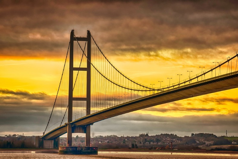 Humber Bridge spanning the River Humber near Hull