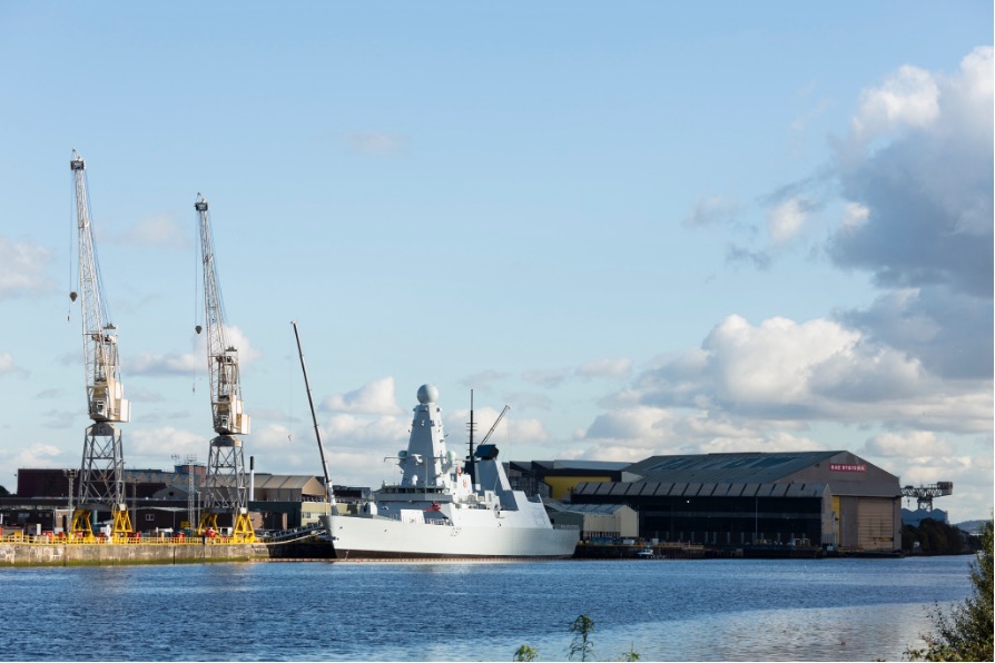Naval shipbuilding facility on the River Clyde in Glasgow