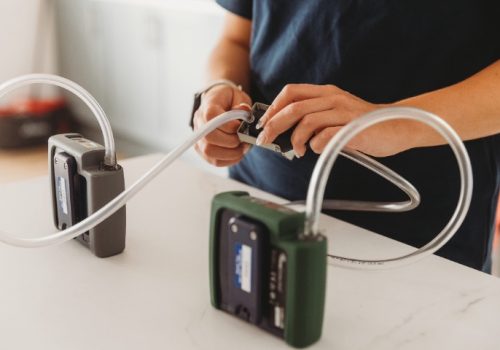 Personal air-sampling pumps prepared for workplace exposure monitoring